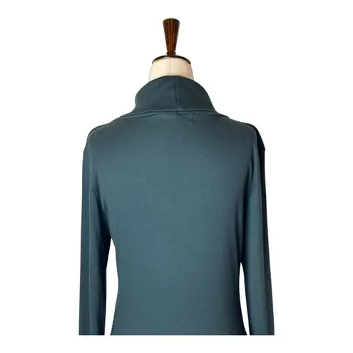 Michael Stars Dress Women Large Green Ribbed Knit Turtleneck Ruched Velma Mini