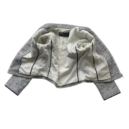 Magaschoni Tweed Blazer Jacket Navy Blue White Size 0 XS Italy Vintage formal