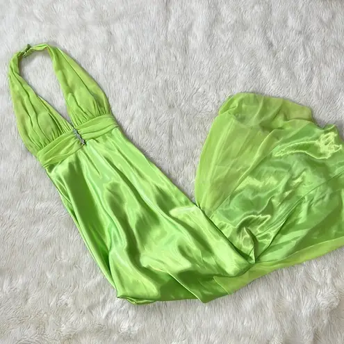 Vintage 90s Satin Sparkle Prom Dress Green Size undefined