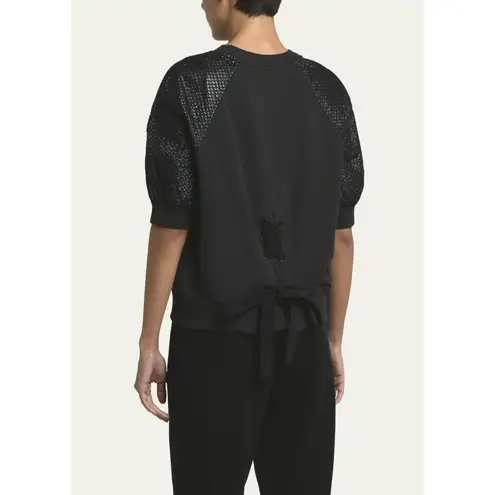 Moncler NEW Lace Up Crewneck Shirt Size Large Black Pullover Puff Sleeves