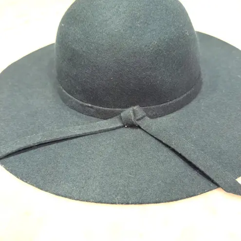 Womens Dark Green Wool Wide Brim Fedora Hat with Bow Accent Item 3070