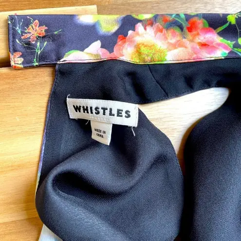 Whistles Aiko Floral Print Josephine Cut Out Mini Dress Size 2 Small Black