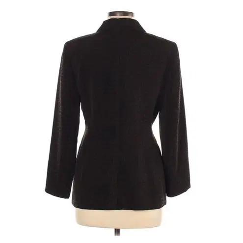 Le Suit Blazer Size 6 Petite Animal Print Black Brown Black Brown Collared Sz 6P