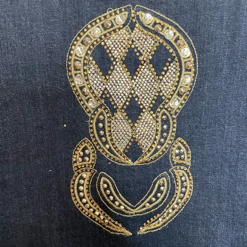 Ameri Mode Jean Jacket S Womens Rhinestone Bling Embellished Denim Cowgirl Blue