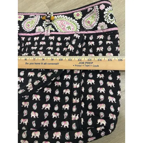 Vera Bradley Villager Tote Bag Pink Elephants Retired Black Quilted RARE 2007