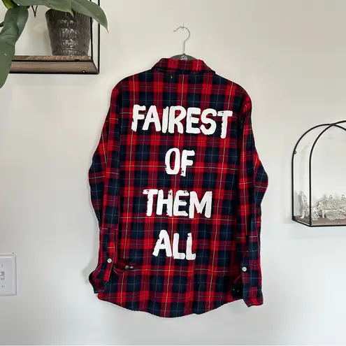 Cakeworthy Disney Flannel Snow White Long Sleeve Button Up Shirt Size Small Red