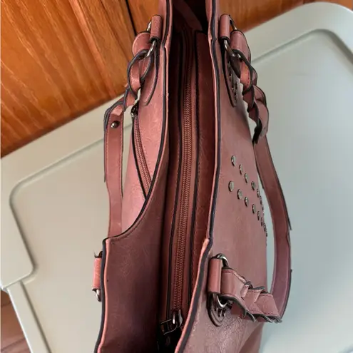 Sam & Hadley studded pink top handle tote satchel shoulder bag purse