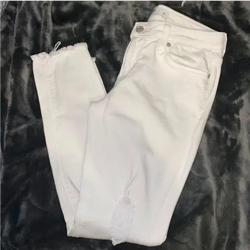 Just Black White Distressed Skinny Jeans Size 27