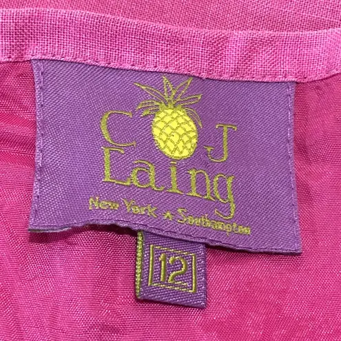 CJ Laing Linen Lined Skirt W/Embroidered Frogs Size 12