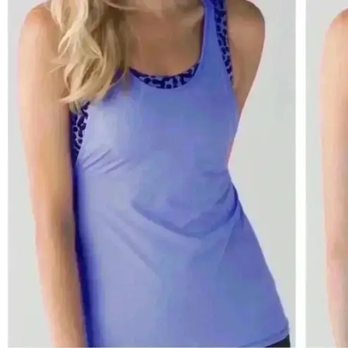 Lululemon  Periwinkle Racerback W/Cheetah Print Sport‎ Bra