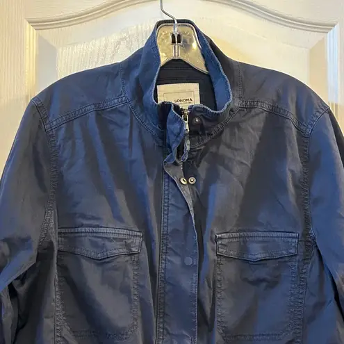SONOMA GOODS FOR LIFE Navy Blue Utility Jacket Full Zip Button Pocket Size XXL