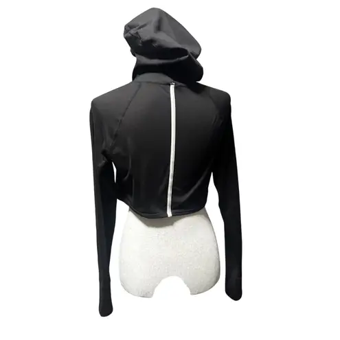 Free People Movement Cutout Contrast Cropped Black White Hoodie Size S