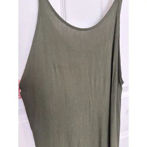 Purr Melrose Olive Green Slinky Mini Dress Spaghetti Straps Oversized Small Boho