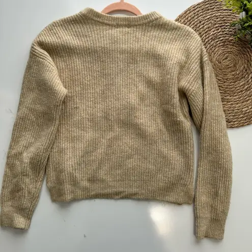 a.n.a  Beige Henley Oversized Knit Sweater Size XS