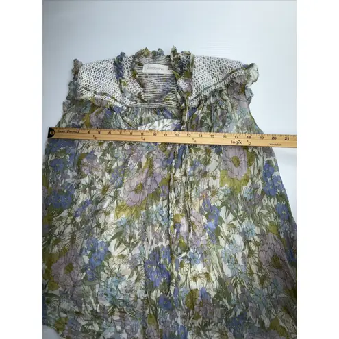 Zimmermann Super Eight Blouse Top Ruffle Blue Meadow size 2 Medium