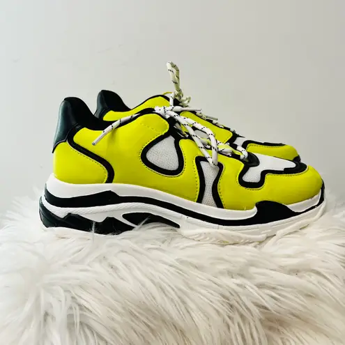 Sole Society Chunky Dad Neon green Lace Up Sneakers 8.5.