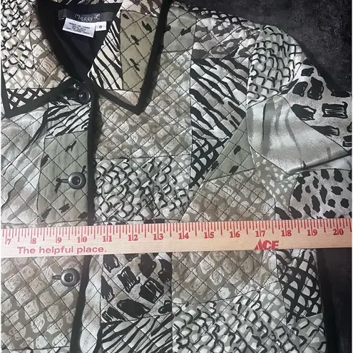 Maggie L 100% Silk Button Up Blazer Jacket Animal Print Size 8