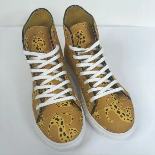 Charlotte Olympia NEW Feline Cat Print Lace Up Canvas High Top Sneakers 36.5