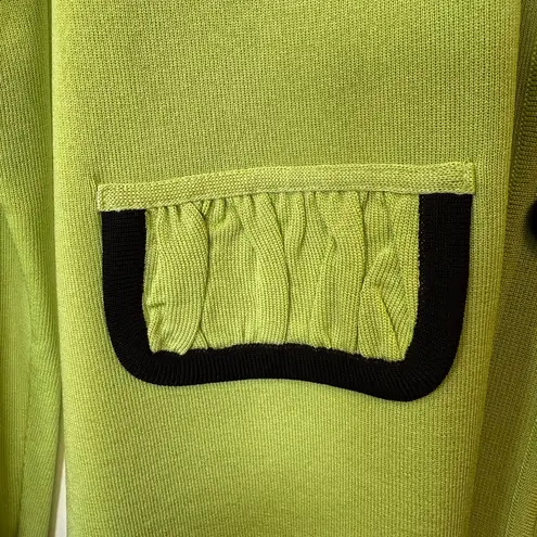 Misook Knit Jacket Bright Green Button Front Tailored Women’s Size Small