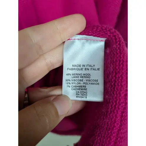 BIANCO & BLU Bright Pink Knit Sweater Merino Blend Long Sleeve Women's Small