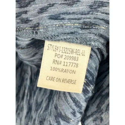 Lovestitch Top Women LARGE Blue Printed Off The Shoulder Ruffle Sleeve Smocked