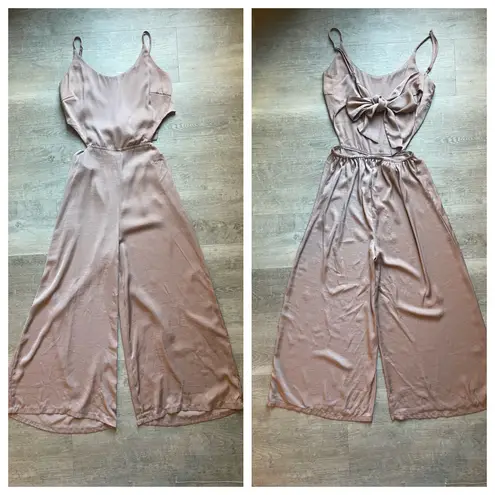 Nectar Clothing Sleeveless Open Back Tie Wide Leg Jumpsuit Size S