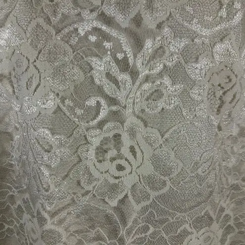 Leslie Fay Vintage 80's sleeveless lace cream dress with ruffles size 10