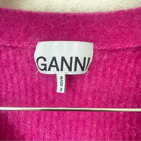 Ganni Ribbed Knit Alpaca Wool Cardigan in Size Medium