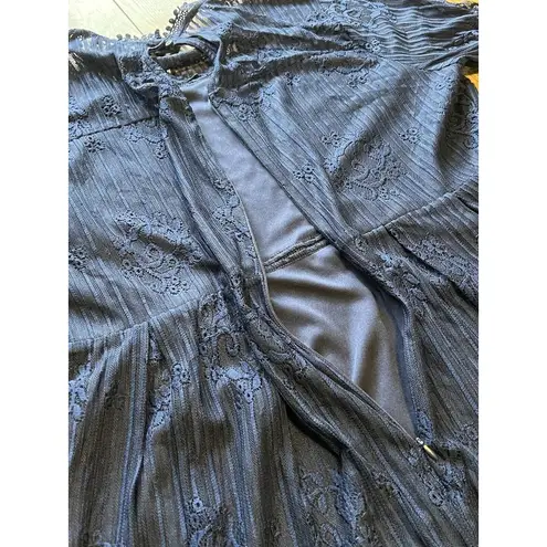 Suzanne Betro Navy Blue Lace Bodice Pleated Dress Women's Size XL - NWT $100