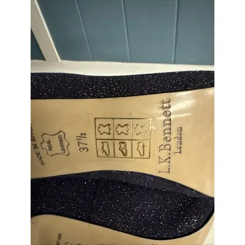 L.K.Bennett Plum Purple Glitter High Heel Open Toe Dressy Shoes Women’s Sz 37.5