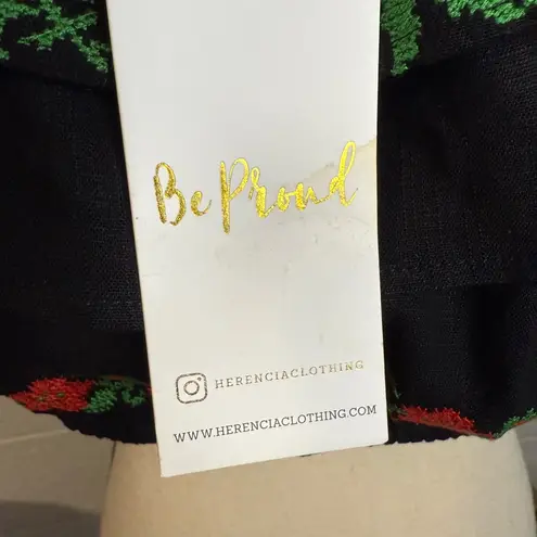 Herencia Collection Black Off the Shoulder Blouse w Red Embroidered Flowers 2XL Size XXL