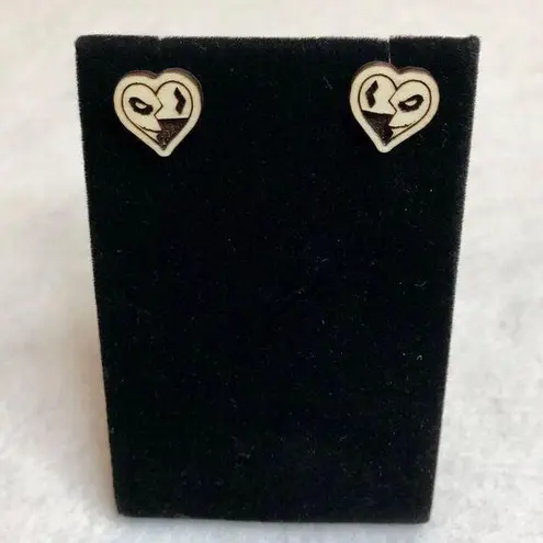 DC Comics Harley Quinn and The Joker Heart Wood Stud Earrings