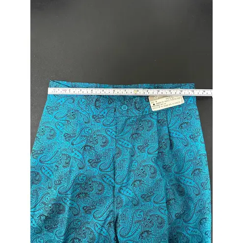 Vintage Blue Chic Sport  Paisley Print Pleated Front Pants Women's Size 9 NWT