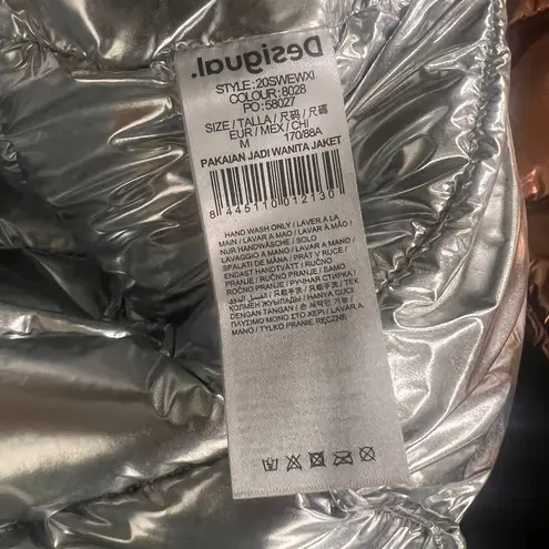 Desigual Womens Jasmine Metallic Copper Packable Padded Puffer Jacket Size Small