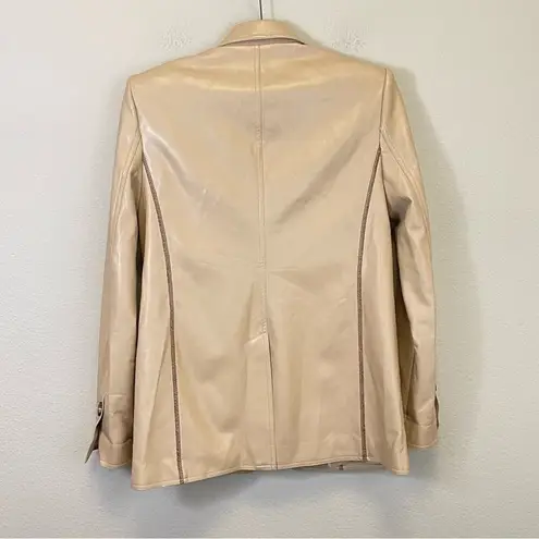 L'Academie Faux Leather Contrast Stitching Oversized Blazer Size XS