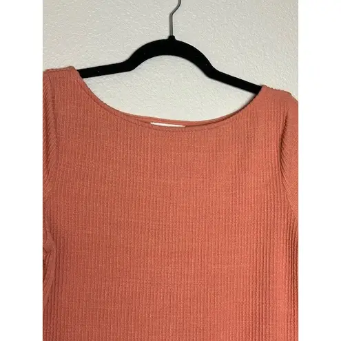 Andrea Jovine Women's Top M Warm Soft Orange Ribbed Boat Neck Soft Casual Comfy Size M