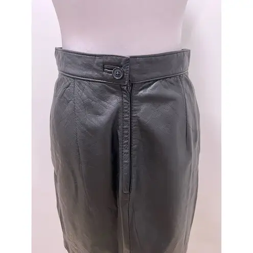 EXPRESS Vintage Limited  100% Leather Black Midi Skirt