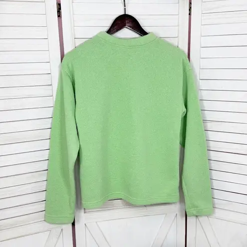 Exist Fleece Lined Terrycloth Knit Crew Neck Sweatshirt Lime Green Small