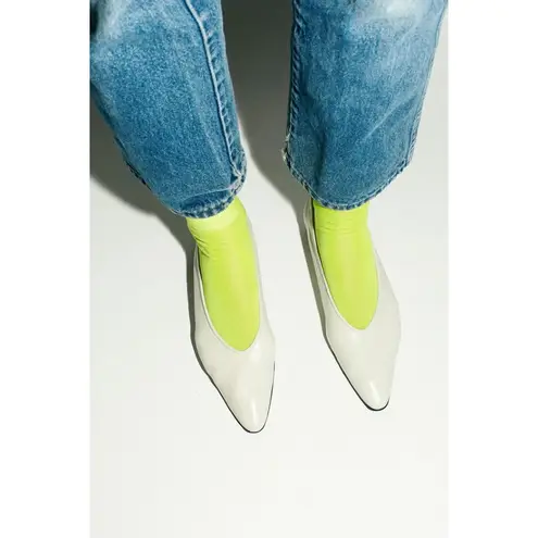 BY FAR Carr Flats in Limewash White Leather 37 With Box Womens Ballet Size 6