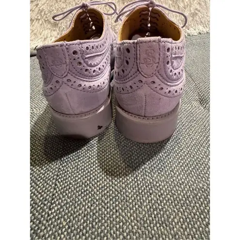 The Office of Angela Scott Mr. Doubt Lilac Leather Women's Cutout Brogue Oxford Purple Size 7.5