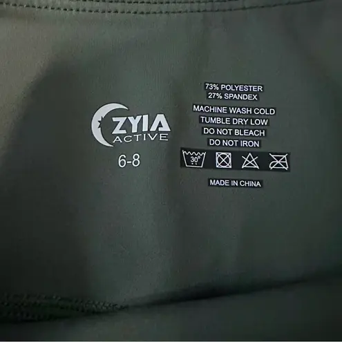 ZYIA Active Forest Foliage Light n Tight High Rise Leggings Olive Green Sz 6