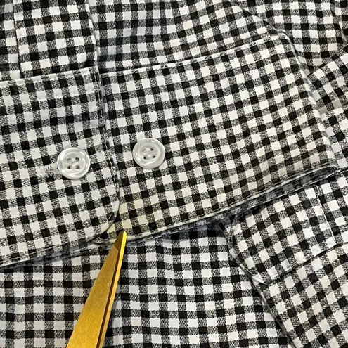 Vintage The Quacker Factory Embroidered Top Women's Plus Size 1X Gingham Cherry Black