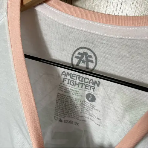 American Fighter White Blue Short Sleeve Tee Jersey Style Womens Small