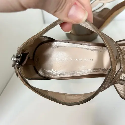 Elie Tahari High Heels Womens Size 37.5 Neutral Leather Snakeskin Baddie MobWife