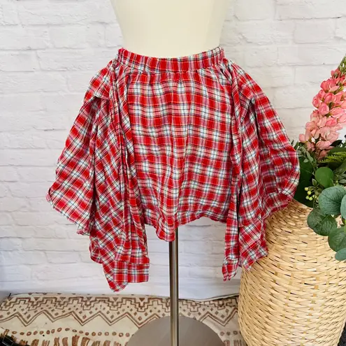 Boutique Plaid Hanky Hem Skirt