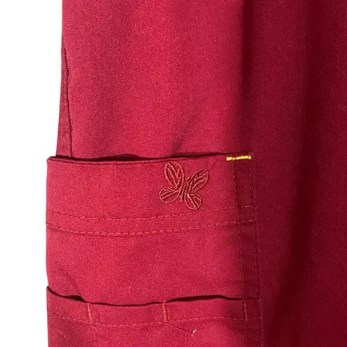 Med Couture Maroon Red Drawstring Waist Medical Scrub Casual Pants Women Sz S