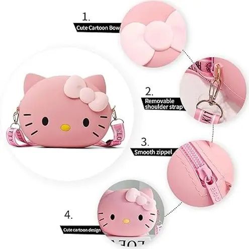 2 Pcs Crossbody Bags, Cute Soft Silicone Coin Purse with Adjustable Shoulder Strap