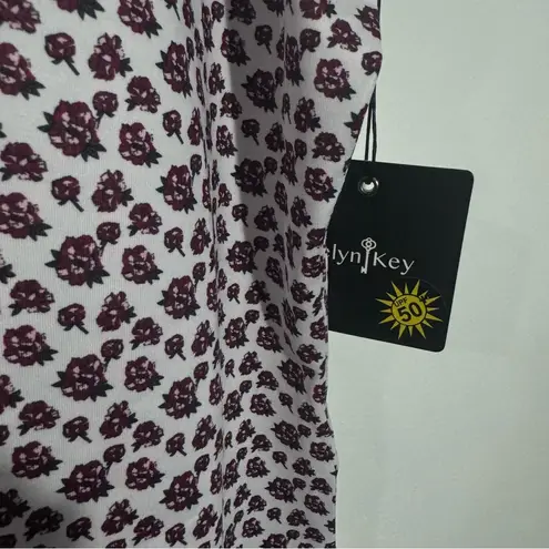 NWT Belyn Key Cutaway Sleeveless Golf Polo Tank Stem Floral White Pink Small