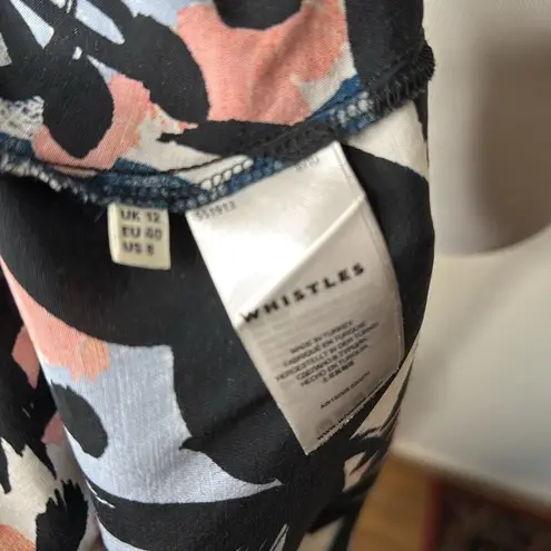 Whistles Navy and Orange Palm Patterned Dress Blue Size 8