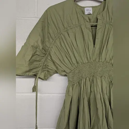 MISA Los Angeles Rtr sz small 4/6 Smocked Waist Marianna Dress green midi a-line